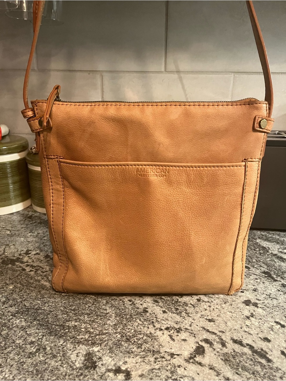 American Leather Co. Camel Soft Leather Crossbody Bag